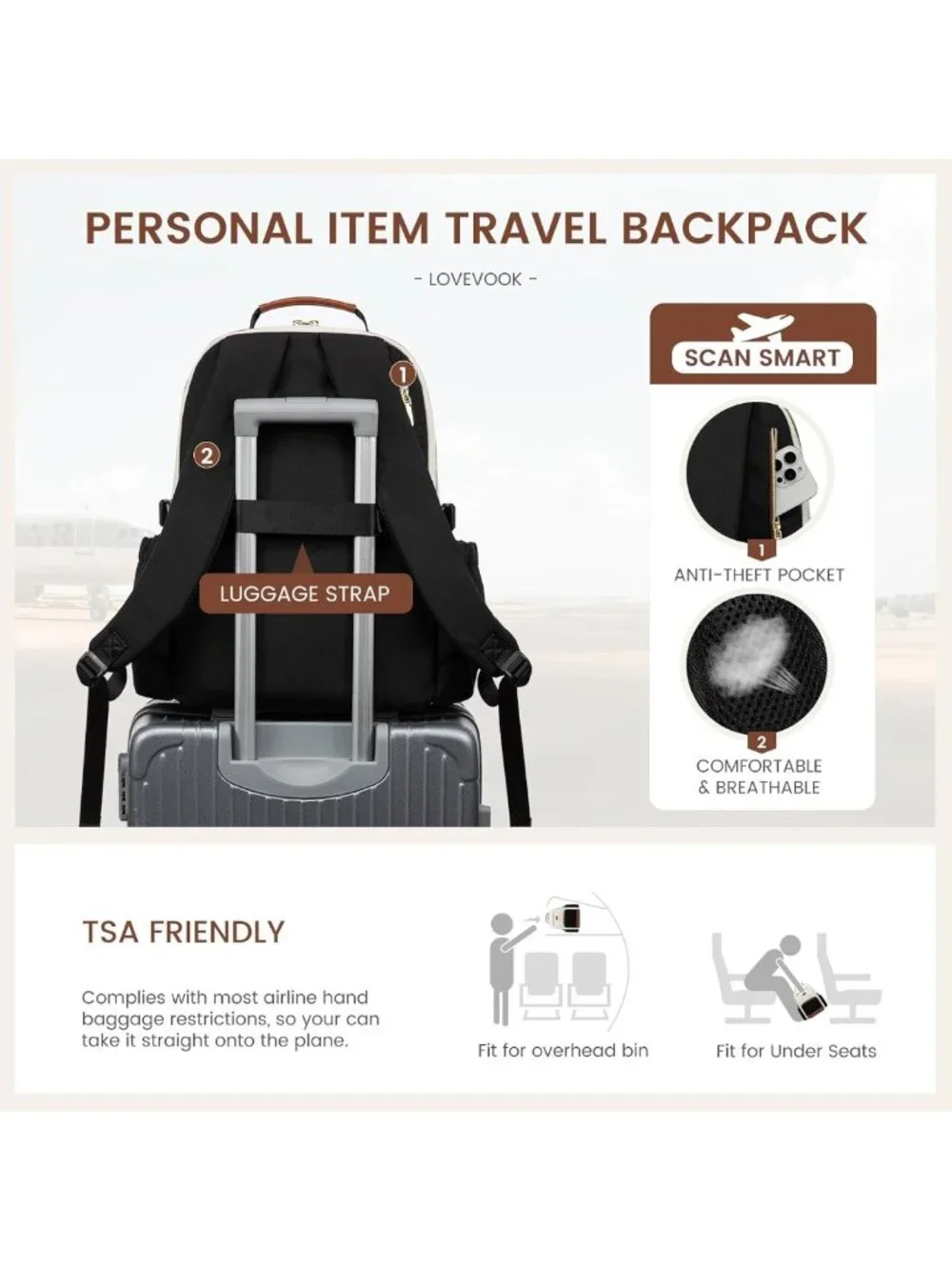 Stylish Waterproof Laptop Backpack for Women, 15.6